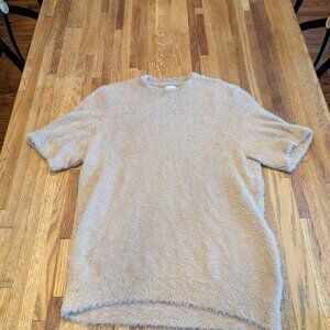 Women's J Crew Large Short Sleeved Beige Shimmery Sweater